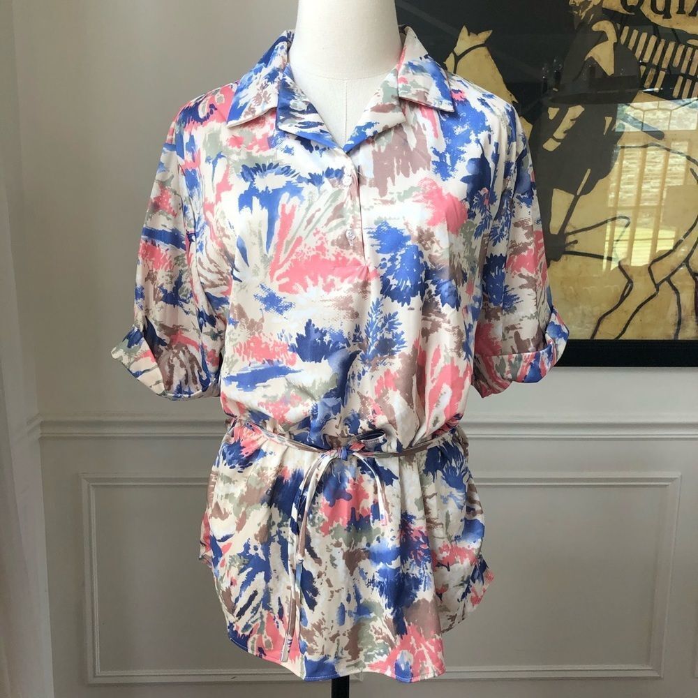 Vintage Haband for Her 70s 80s Tie Waist Tunic L